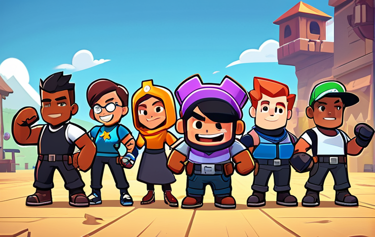 **

A group of diverse, cartoon-style characters (Brawlers) in modest, non-revealing clothing, celebrating a victory in a Brawl Stars match. The background shows a stylized Brawl Stars map with safe, colorful elements. The scene conveys teamwork and excitement. Safe for work, appropriate content, fully clothed, family-friendly. Perfect anatomy, correct proportions, natural pose.

**