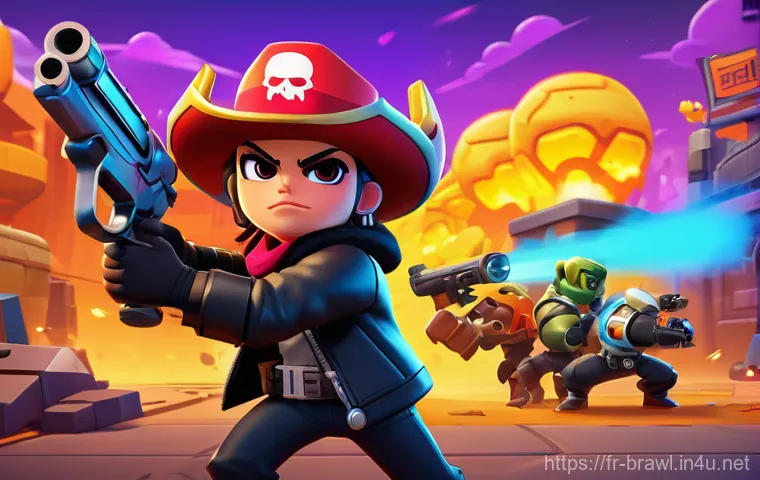 브롤스타즈 공식 대회 참가 방법 - A dynamic illustration of a Brawl Stars match. In the foreground, the brawler Bull, clad in his sign...