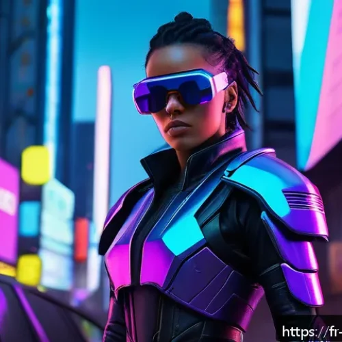 Home 32 브롤스타즈 스킨 목록 및 출시 일정 - A futuristic cyberpunk brawler character standing confidently in a neon-lit urban arena at night, we...