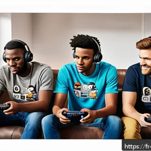 Home 31 브롤스타즈 이벤트 티켓 활용법 - A vibrant digital illustration of a diverse team of gamers in a cozy, modern living room setting, in...