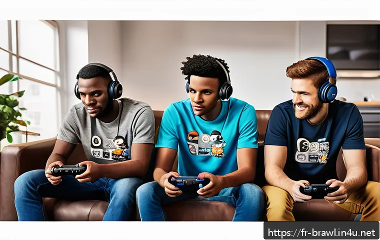 브롤스타즈 이벤트 티켓 활용법 - A vibrant digital illustration of a diverse team of gamers in a cozy, modern living room setting, in...