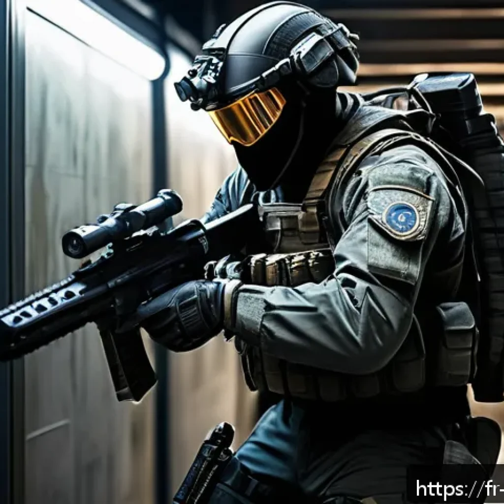 브롤스타즈 저티어 캐릭터 공략법 - A dynamic scene featuring a tactical low-tier hero in a narrow corridor setting, carefully placing m...