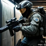 Home 23 브롤스타즈 저티어 캐릭터 공략법 - A dynamic scene featuring a tactical low-tier hero in a narrow corridor setting, carefully placing m...